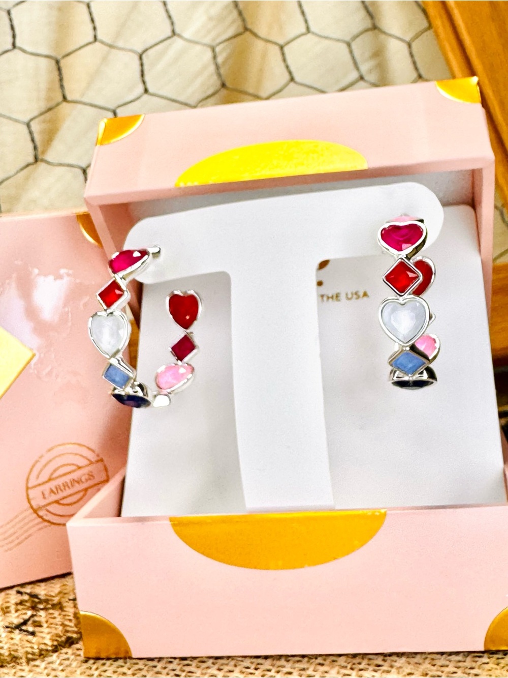 BP Summer Jewel Candy Tokyo Pop OMG  HEART Earrings - Silver